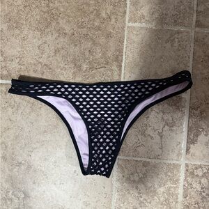 Victoria's Secret Black and Pink Lattice Bikini Bottom